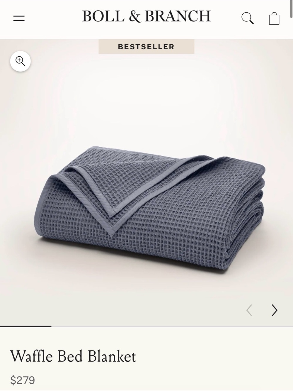 Boll & Branch Waffle Bed Blanket — Mineral King NWT
